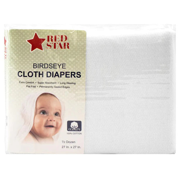 Red Star Birdseye Cloth Diapers - 6 Pack