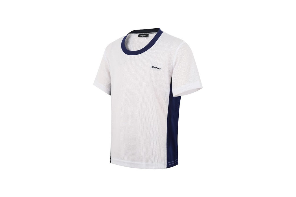 Abstract Mens Swim Top - White Mesh/Navy Poly Sides - Short Sleeve -