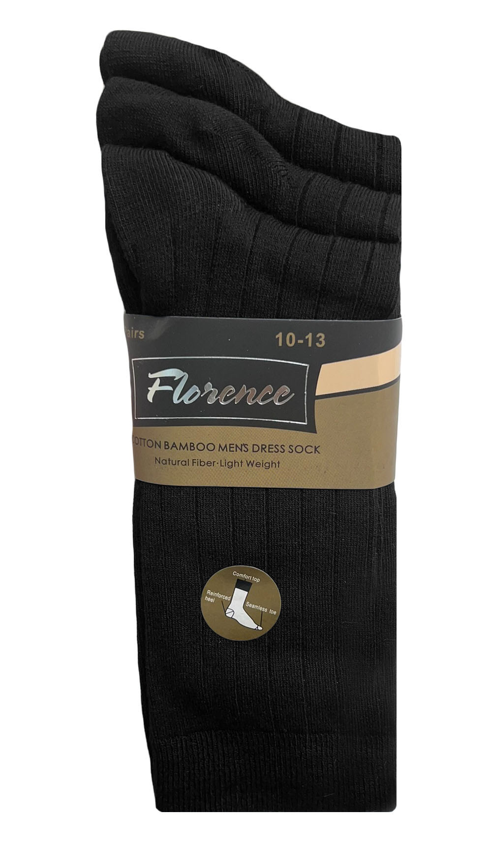 Florence Mens Cotton Bamboo Dress Rib Socks - 3 Pack - 190 -