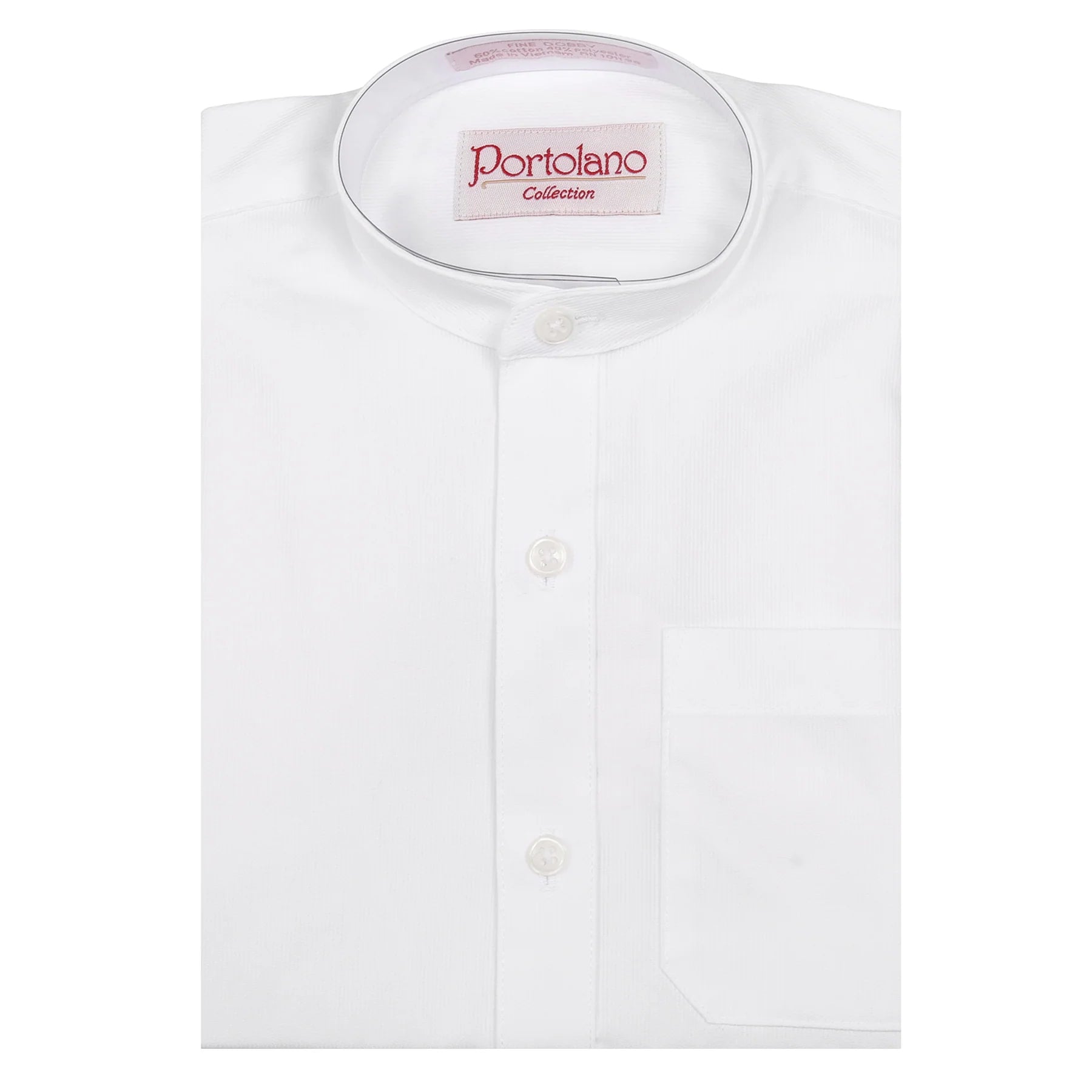 Portolano Up Collar Short Sleeve Shirt - White On White -