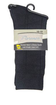 Florence Mens Modal Dress Socks - Plaid Design - Light Weight - 220 -