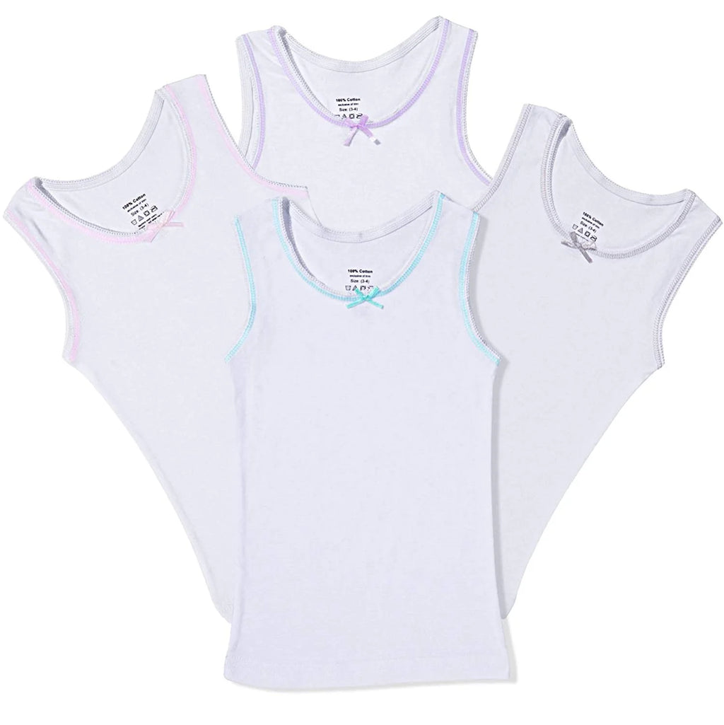 All Navy Girls White Undershirts - 4 Pack -