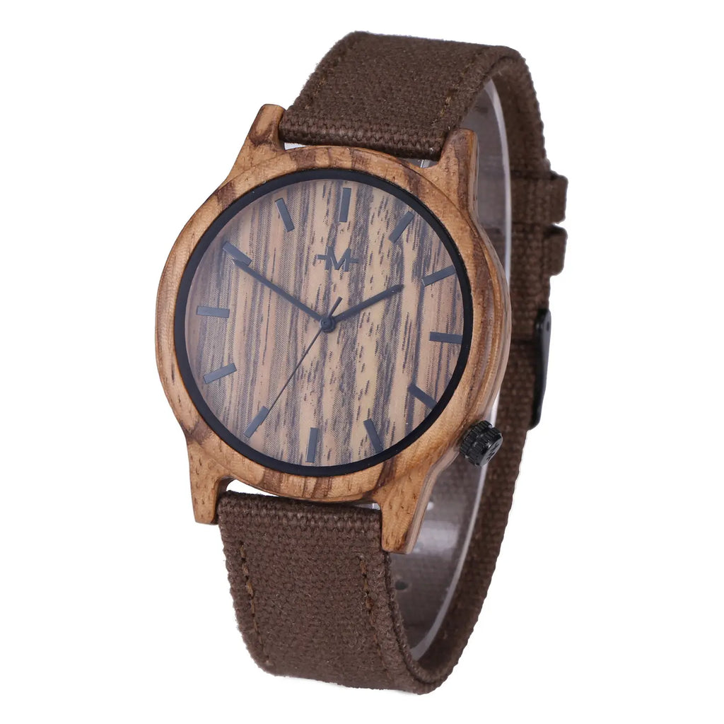 Marino Avenue Mens Wood Watch W/ Canvas Band -