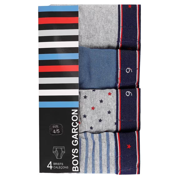 All Navy Boys Printed Briefs - Stars & Stripes - BS18-BC - 4 Pack -
