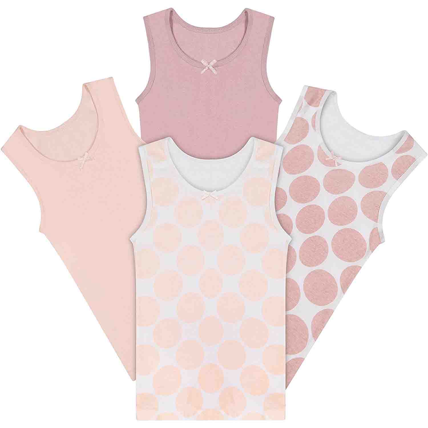 All Navy Girls Printed Undershirts - Polka Dot - 4 Pack -