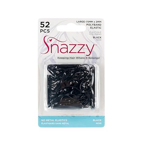 Snazzy Ouchless Black Pony Elastic -52 Ct.