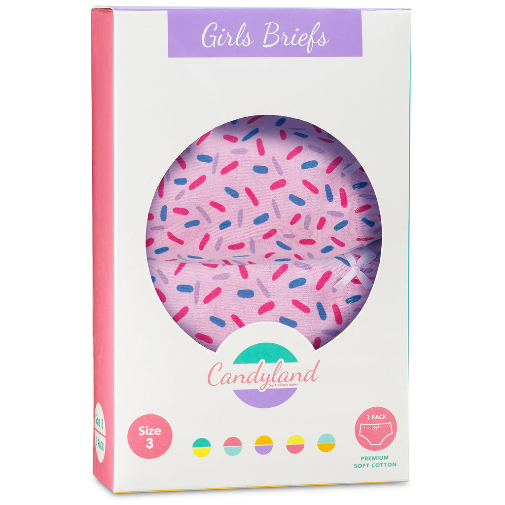Candyland Girls Briefs - Sprinkle Design - 3 Pack -