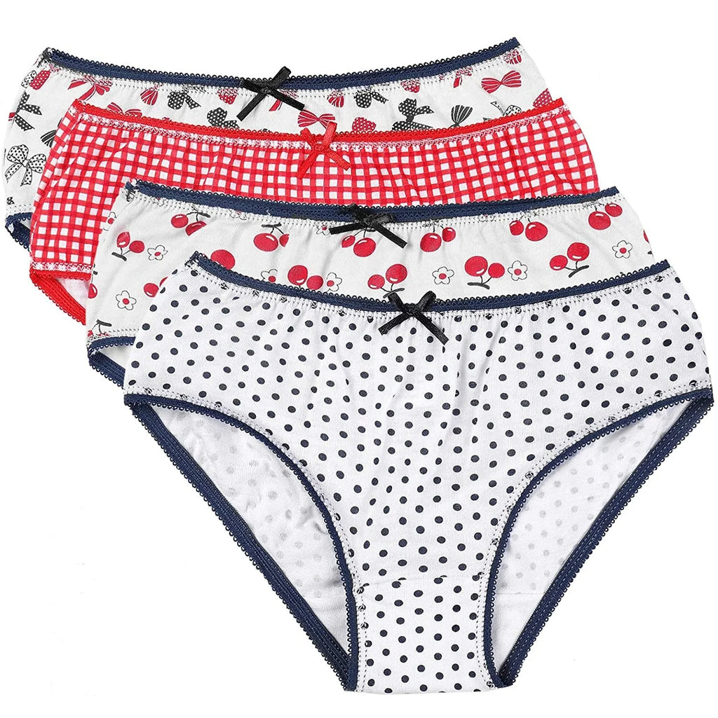 All Navy Girls Printed Briefs - Assorted Design - BC18-GAC - 4 Pack -
