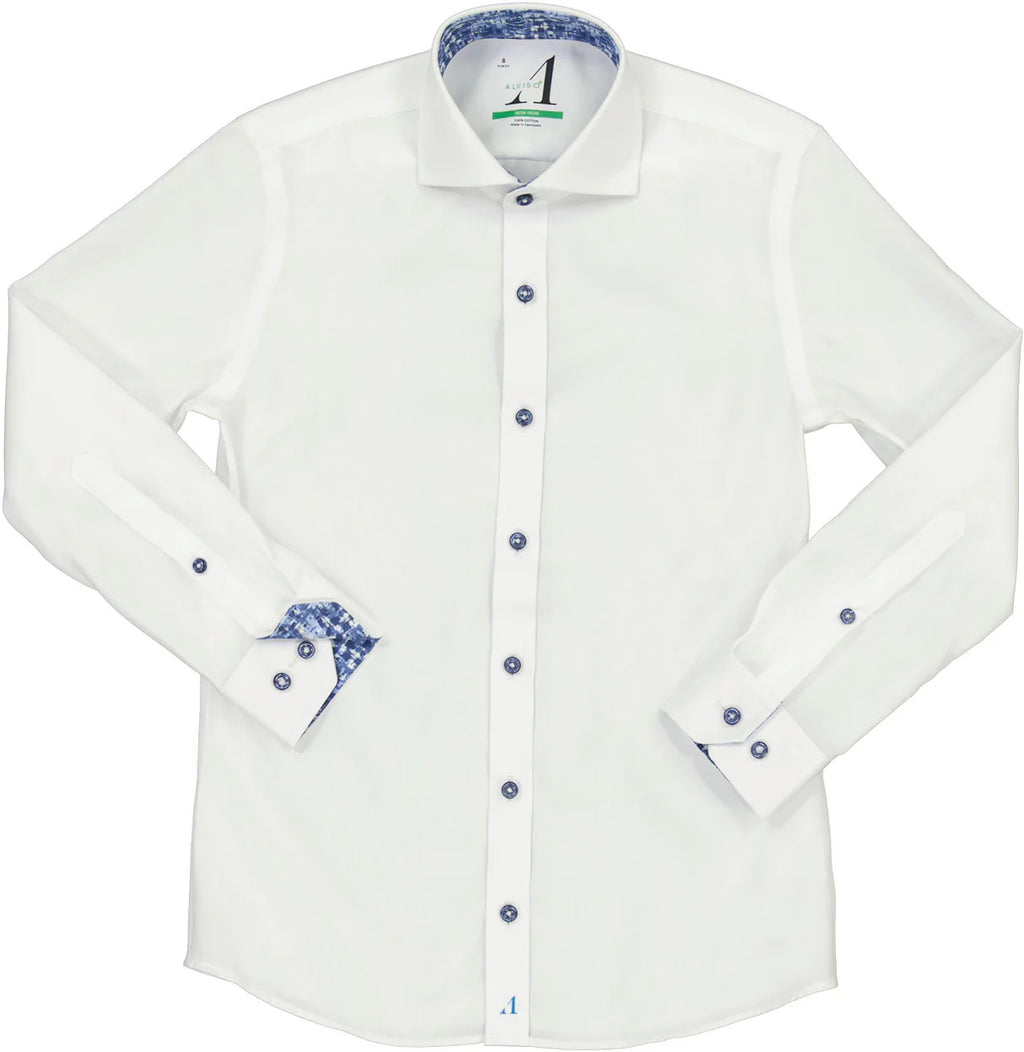 Alviso Boys Contrast White Shirt - Blue Two Tone - 4575 - Classic Fit - FW25 -
