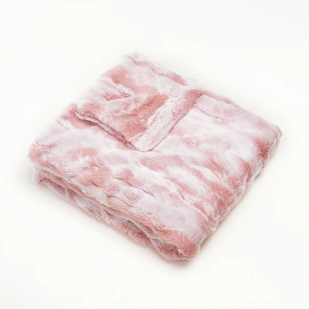 Mini Pocket Faux Fur Marbleized Blanket in Gift Box -