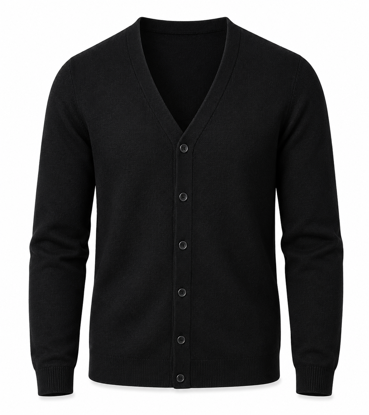 Benson & Brown Men's Black Cotton/Modal Right Over Left Cardigan -