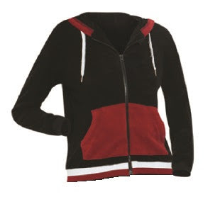 Landskid Ladies Lightweight Hoodie - Black/Maroon -