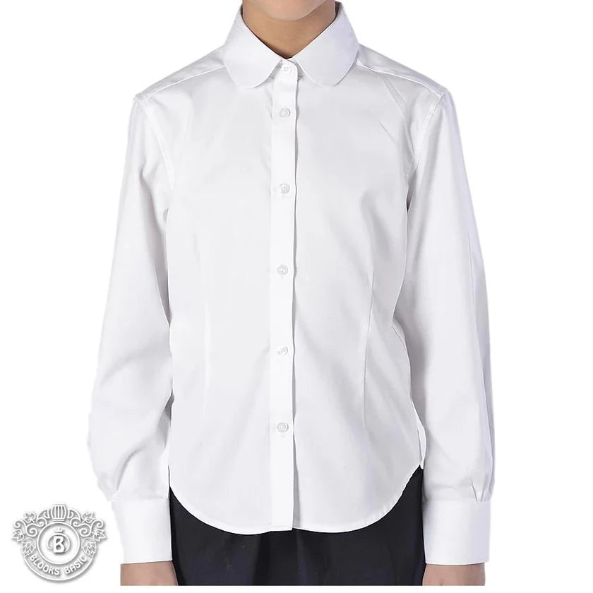 Blooks Basic Girls White Pinpoint Blouse - Round Collar - 9341 -