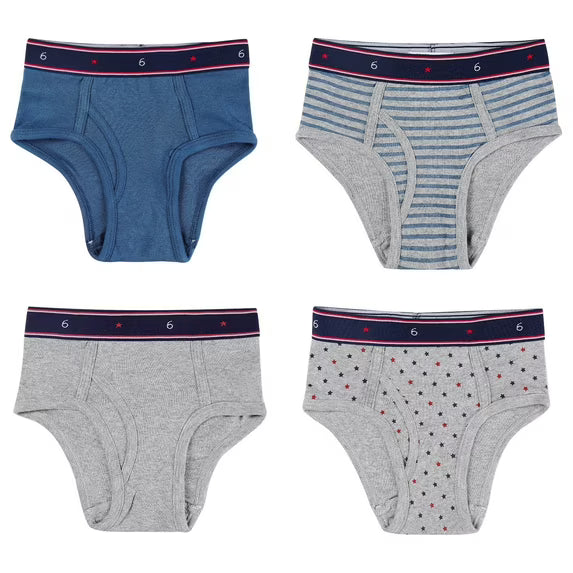 All Navy Boys Printed Briefs - Stars & Stripes - BS18-BC - 4 Pack -