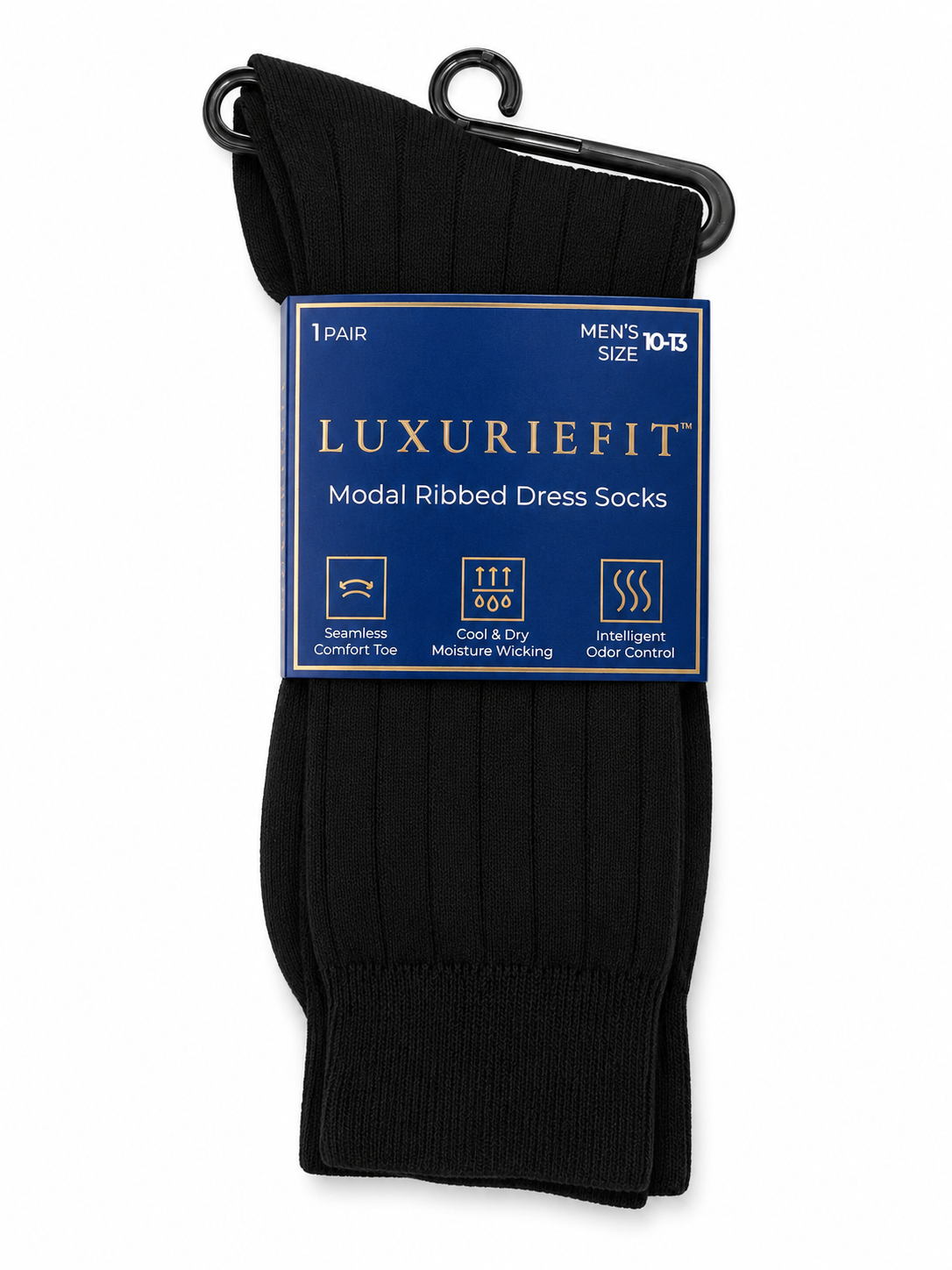 Luxuriefit Mens Modal Ribbed Short Socks - Black -