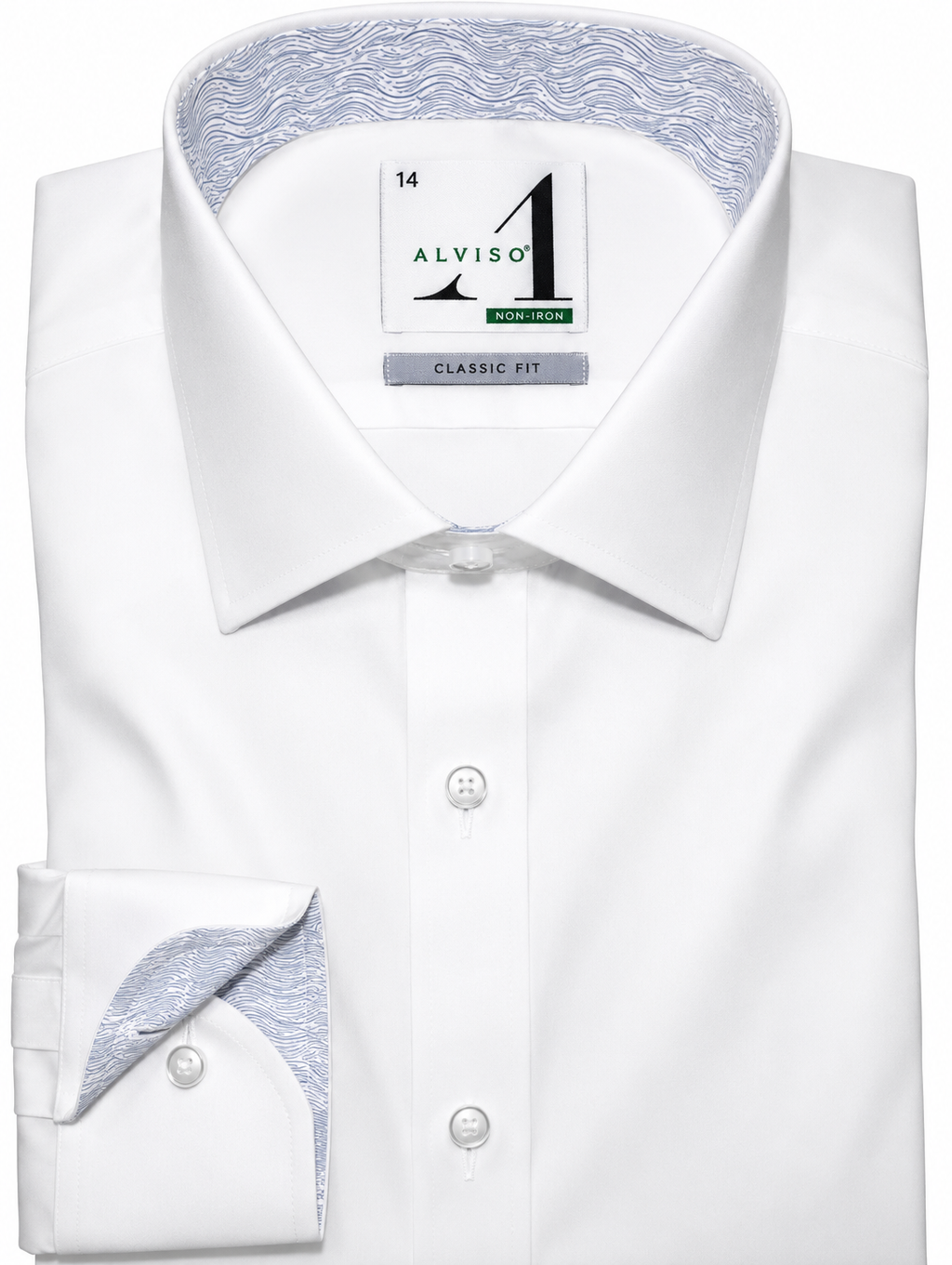 Alviso Boys Contrast White Shirt - Button Cuff - Wave - 4551 - Slim Fit - SS25 -