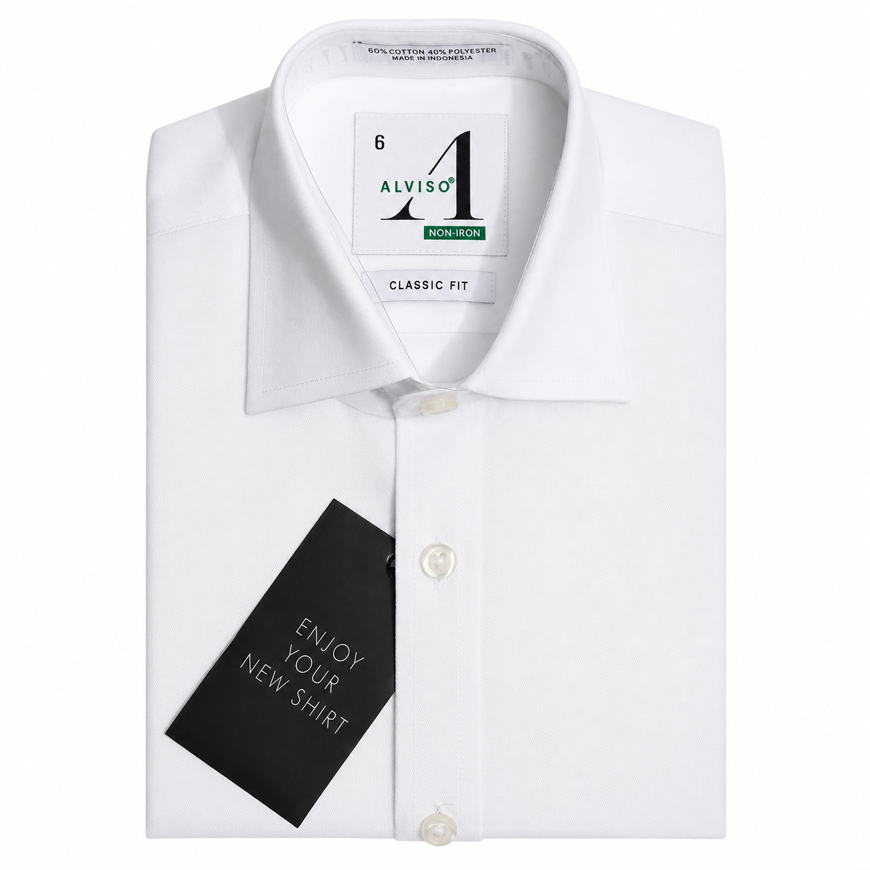 Alviso Boys 100% Cotton Non Iron White Shirt - Button Cuff - Slim Fit -