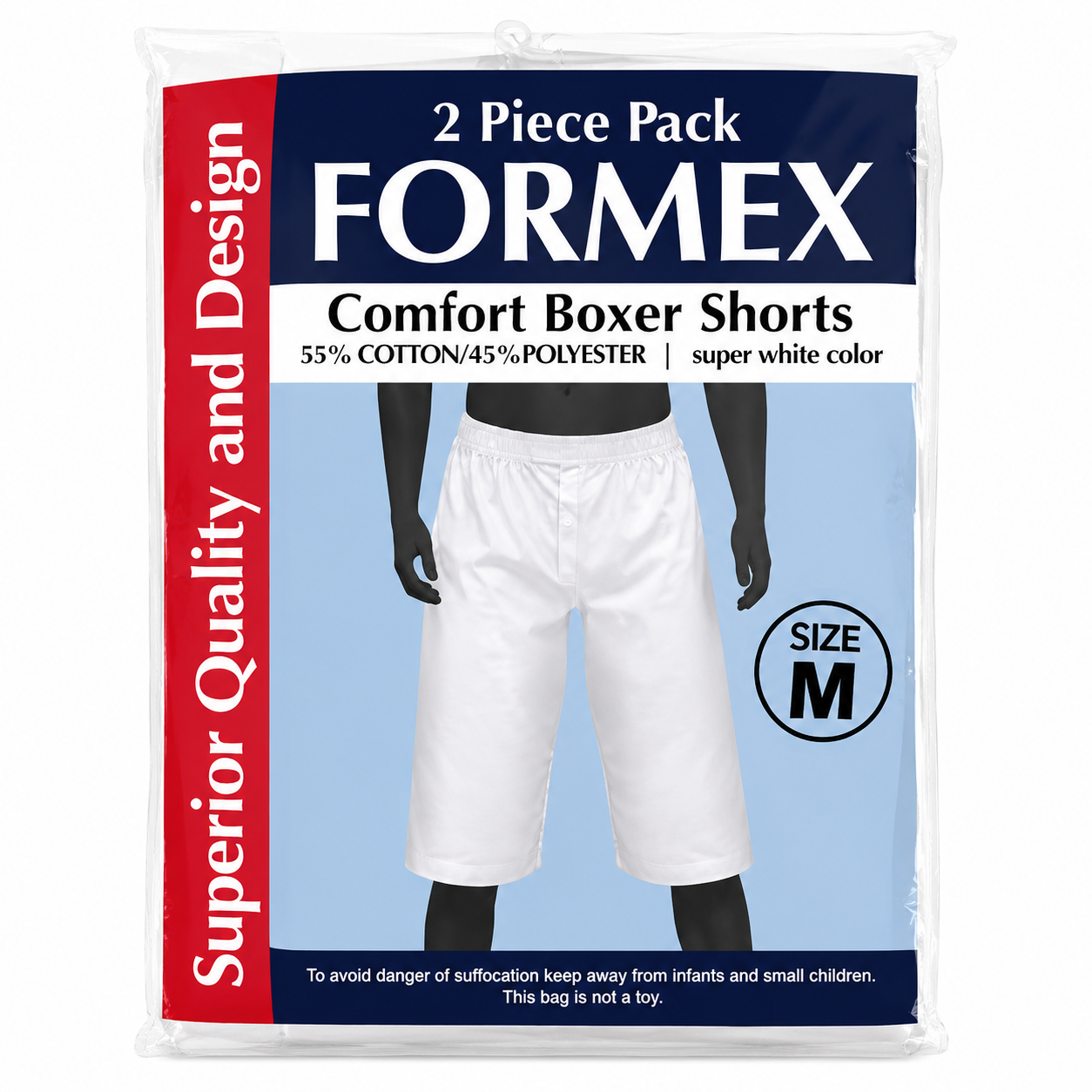 Formex Poly/Cotton Boxer Shorts - 2 Pack -
