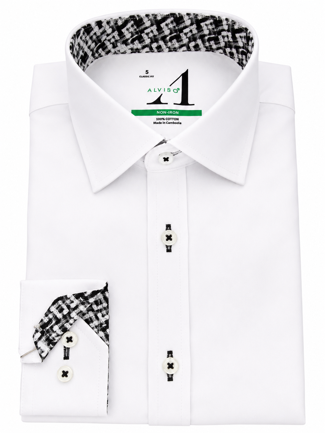 Alviso Boys Contrast White Shirt - Black Two Tone - 4574 - Slim Fit - FW25 -