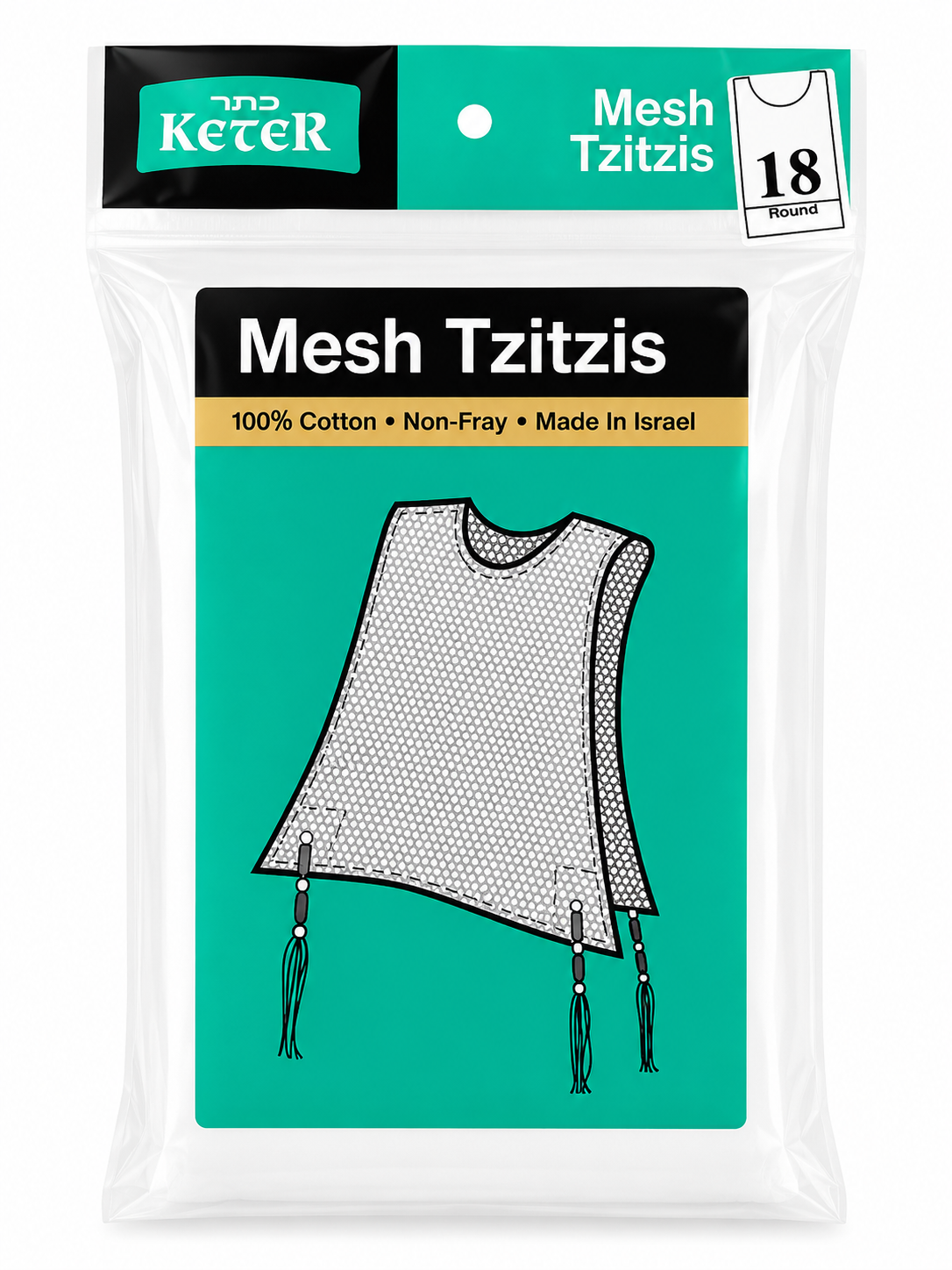 Keter Mesh Tzitzis Meyuchad - 100% Cotton - Round Neck -