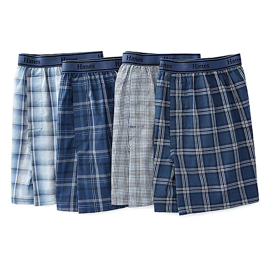 Hanes Mens Printed Woven Boxer - Assorted 4 Pack - 841BX4 -