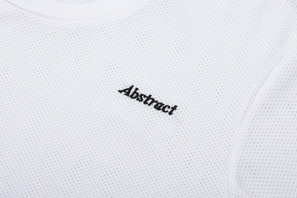 Abstract Boys Swim Top - White Mesh/Navy Poly Sides - Short Sleeve -