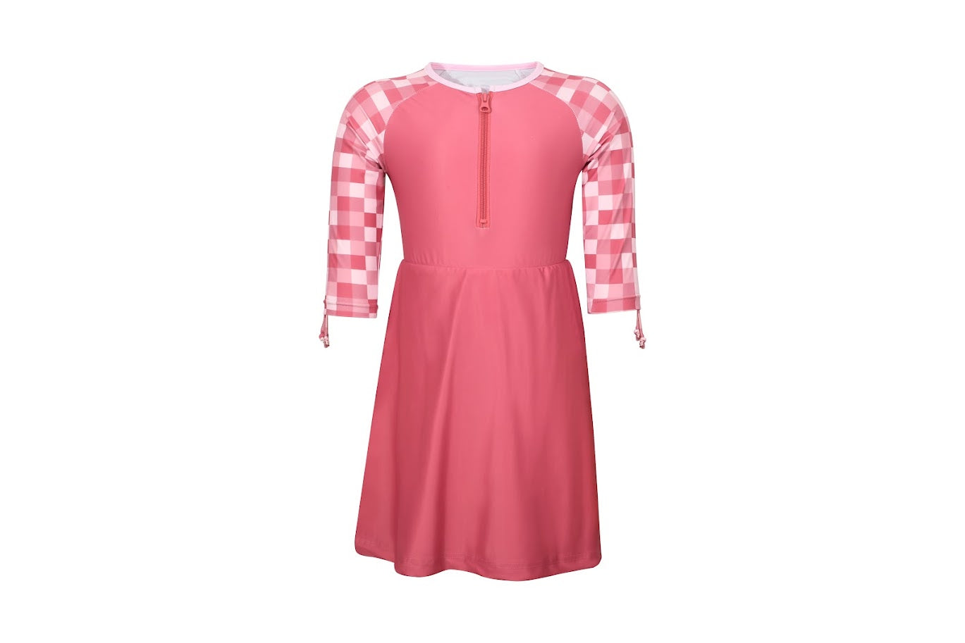 Abstract Girls Swim Dress - Mauve Checkered -