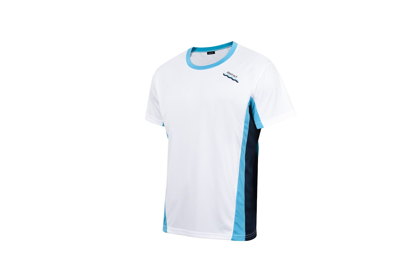 Abstract Boys Swim Top - White Stretch Poly - Short Sleeve -