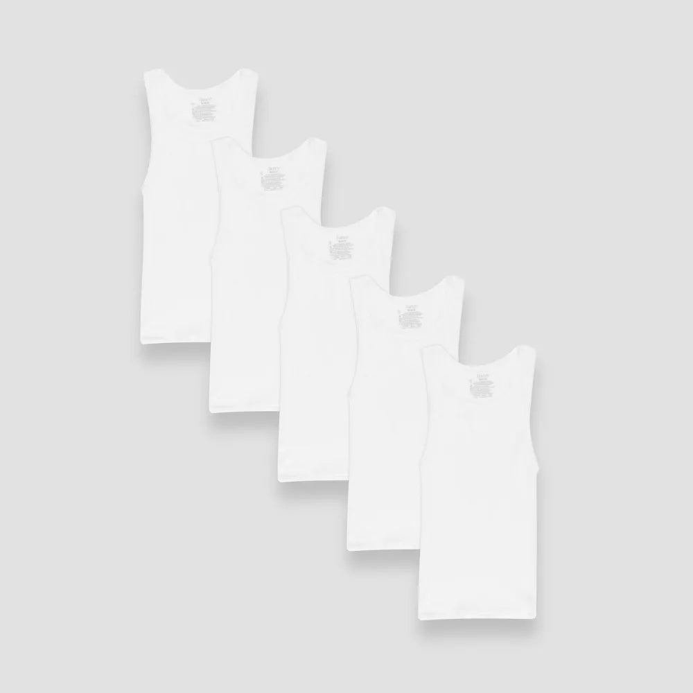 Hanes Boys 100% Cotton White Ribbed Sleeveless Undershirt - 3 Pack - B3723N -