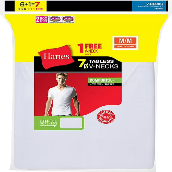 Hanes Mens V-Neck Undershirts - 7 Pack -