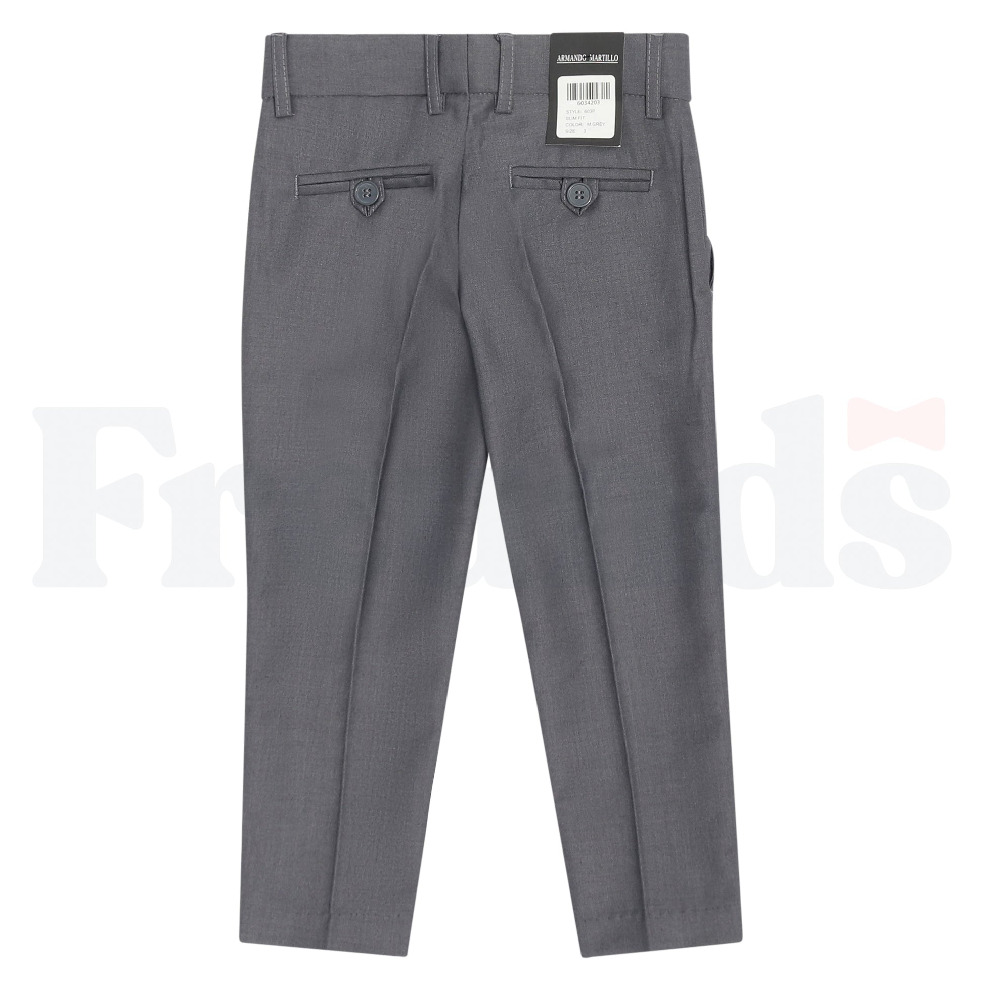Armando Martillo Boys Dress Pants - Slim Fit - Adjustable Waist - Grey Collection - 603P -
