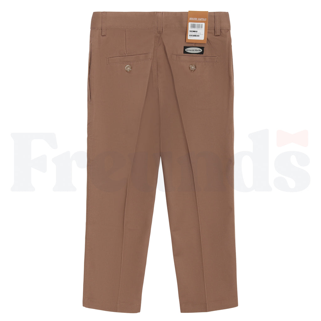 Armando Martillo Boys Poly/Cotton Pants - Husky Fit/Slim Legs - Brown Collection - 157H -