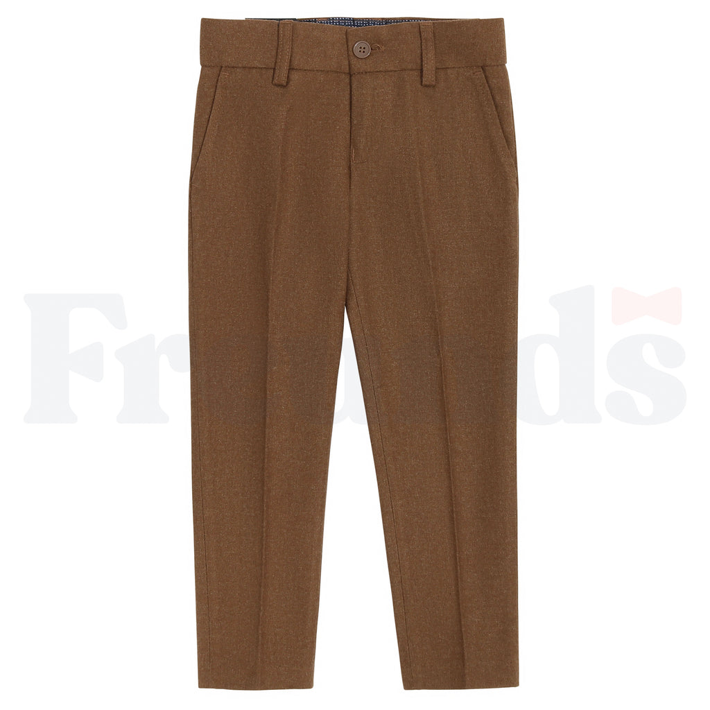 Armando Martillo Wool Look Dress Pants - Adjustable Elastic - Slim Fit - Brown Collection - 609S -