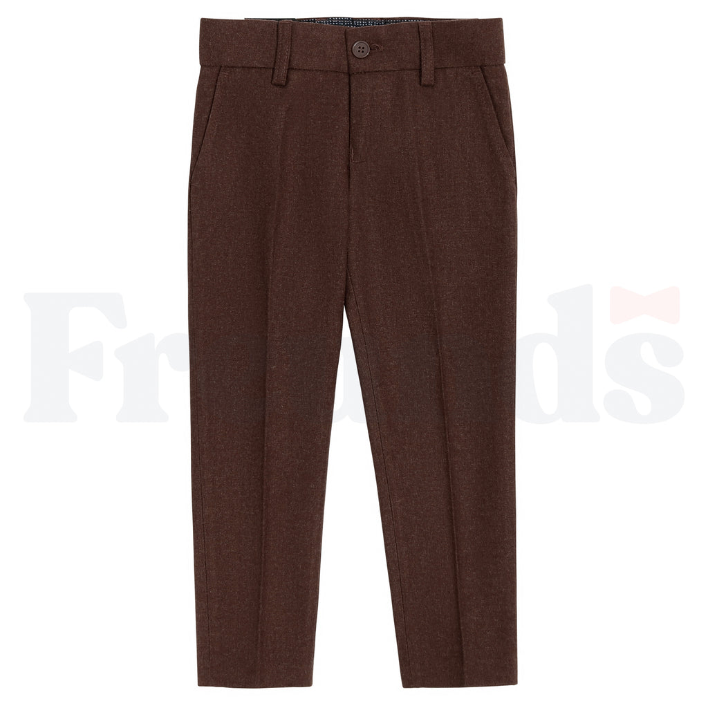 Armando Martillo Wool Look Dress Pants - Adjustable Elastic - Slim Fit - Brown Collection - 609S -