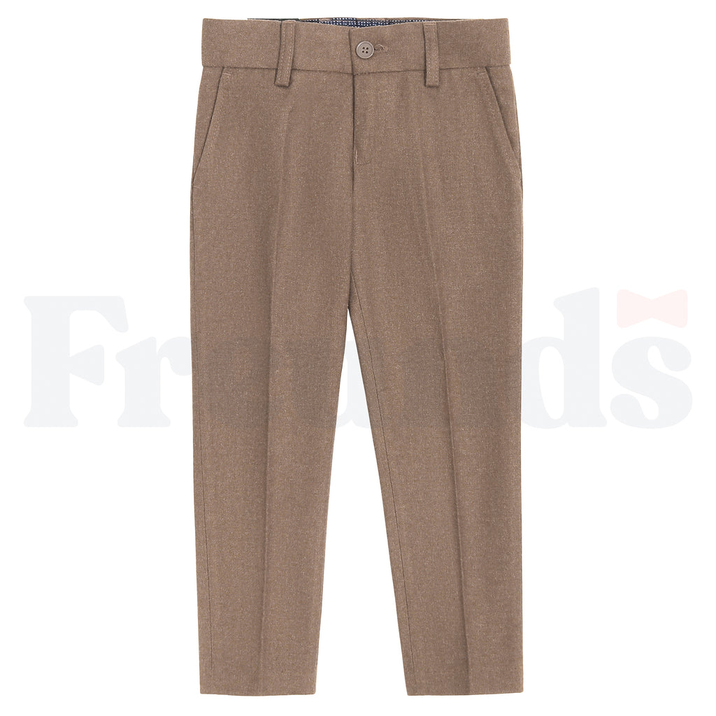 Armando Martillo Wool Look Dress Pants - Adjustable Elastic - Slim Fit - Brown Collection - 609S -