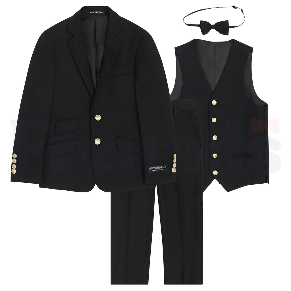 Armando Martillo Boys Slim Fit 4pc Suit - Gold Buttons - 604SL -