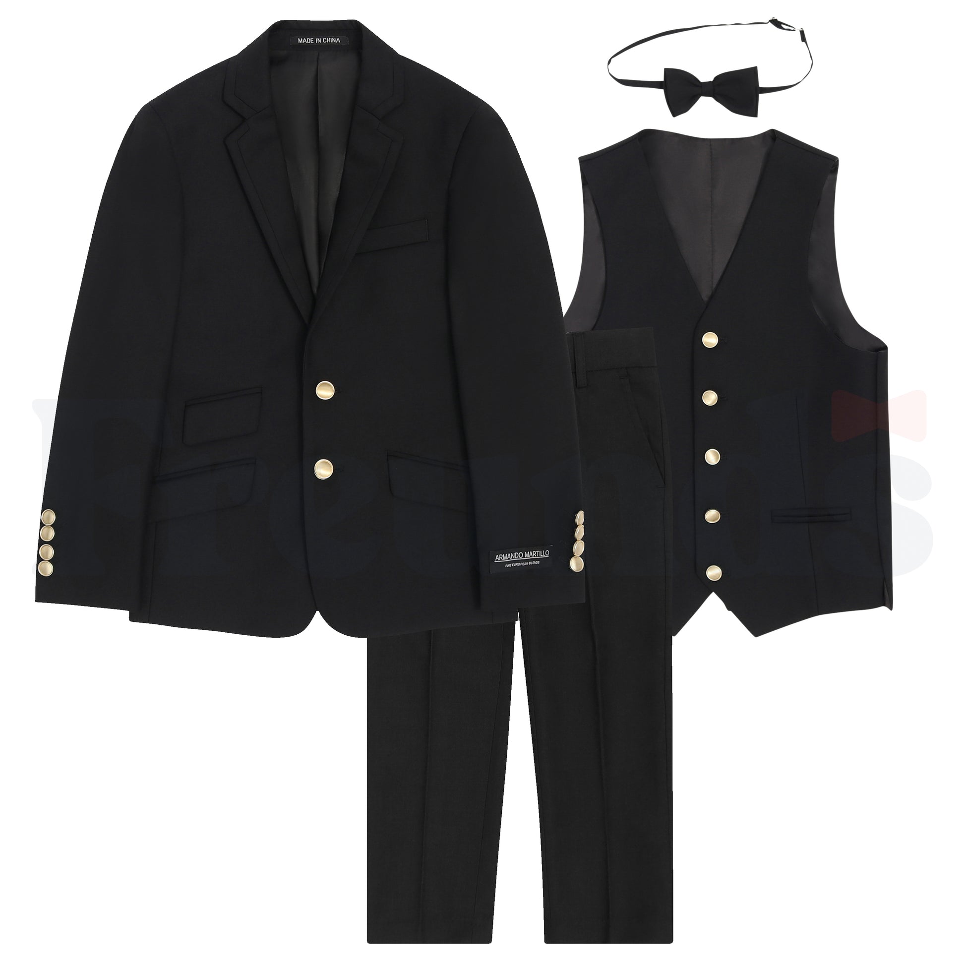 Armando Martillo Boys Slim Fit 4pc Suit - Gold Buttons - 604SL -