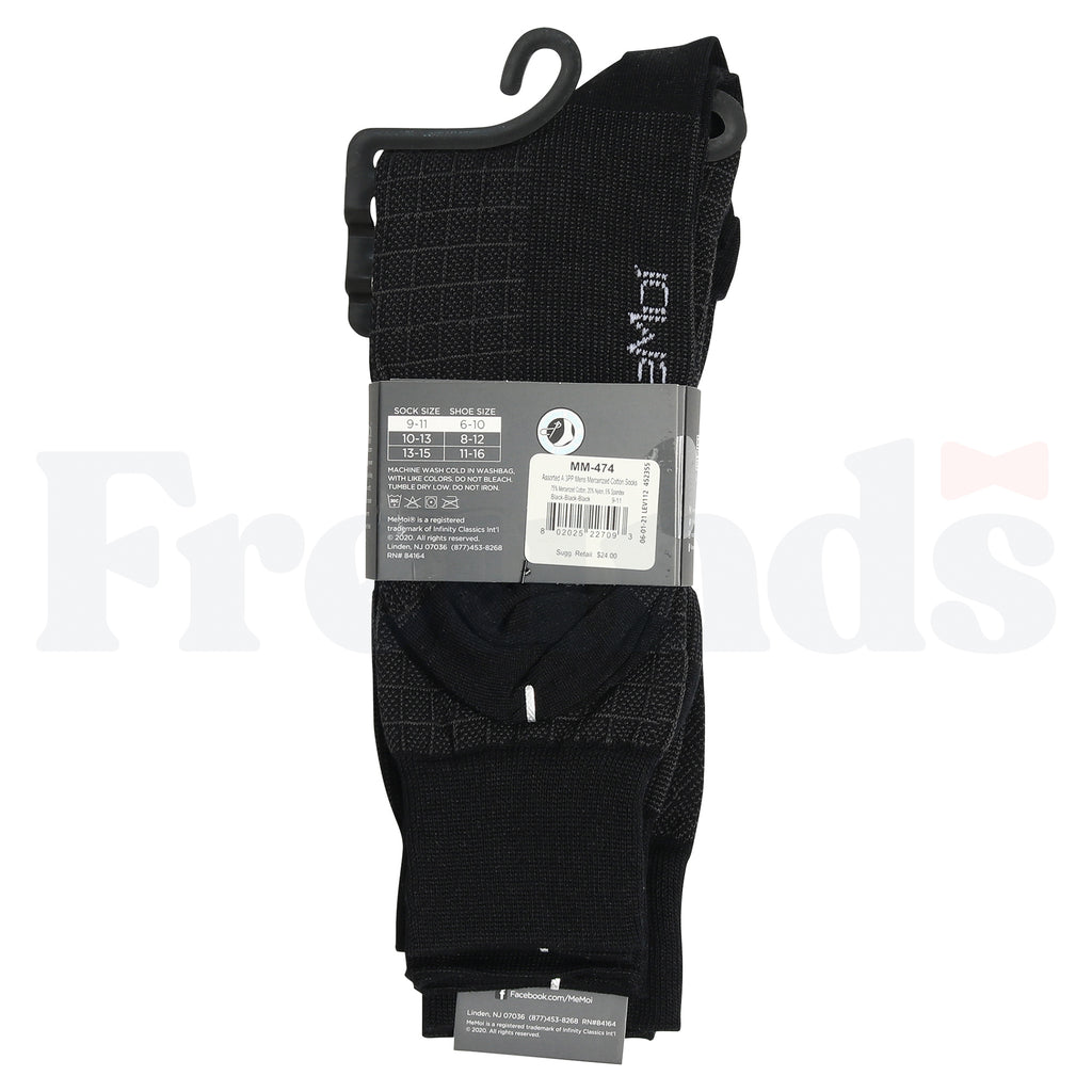 MeMoi Mens Mercerized Cotton Designed Socks - 3 Pack - MM-474 -