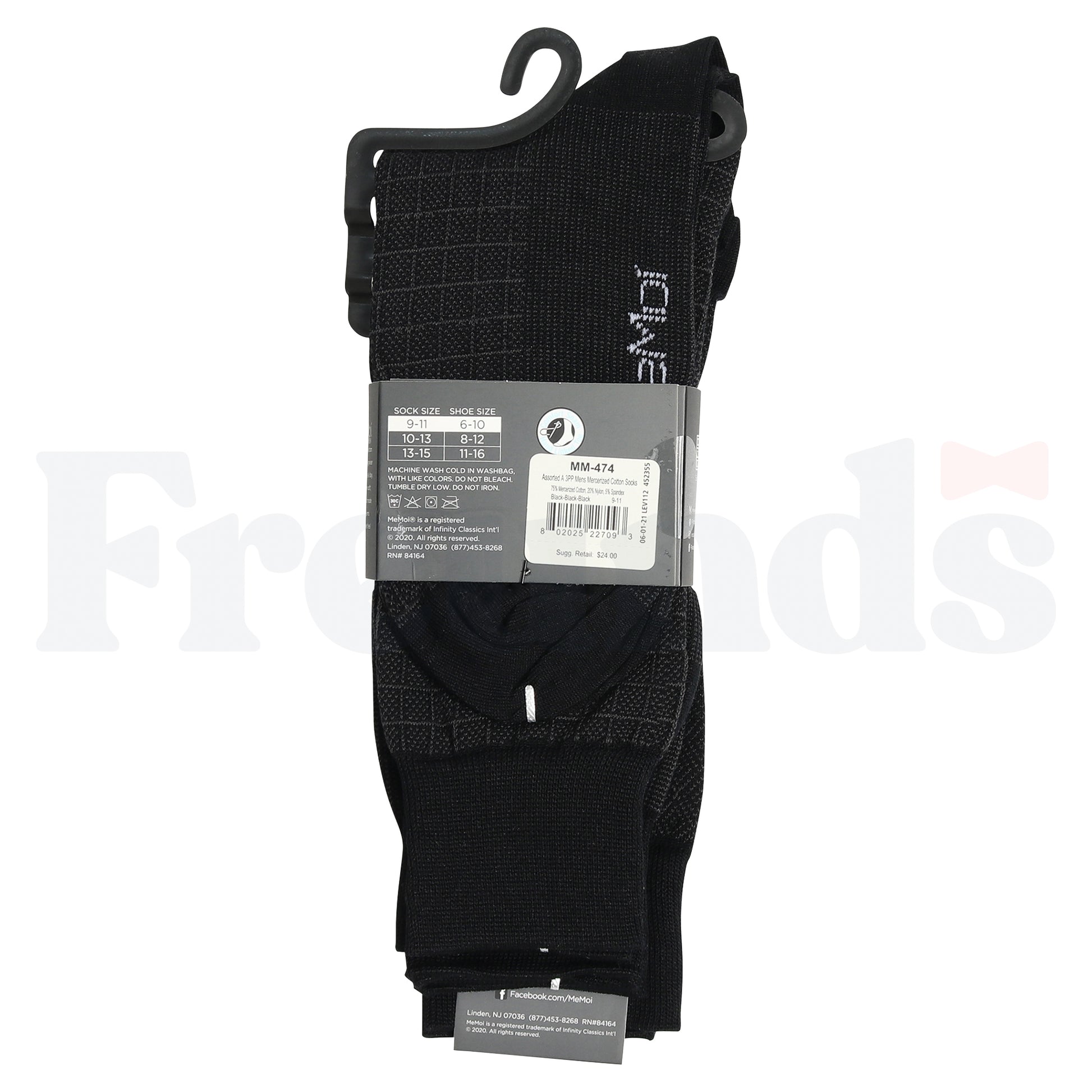 MeMoi Mens Mercerized Cotton Designed Socks - 3 Pack - MM-474 -