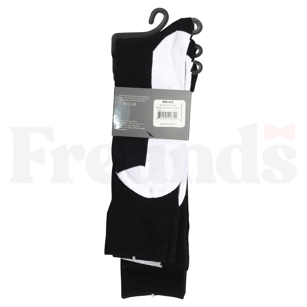 MeMoi Mens Cotton Blend White Sole Socks - 3 Pack - MM-452 -