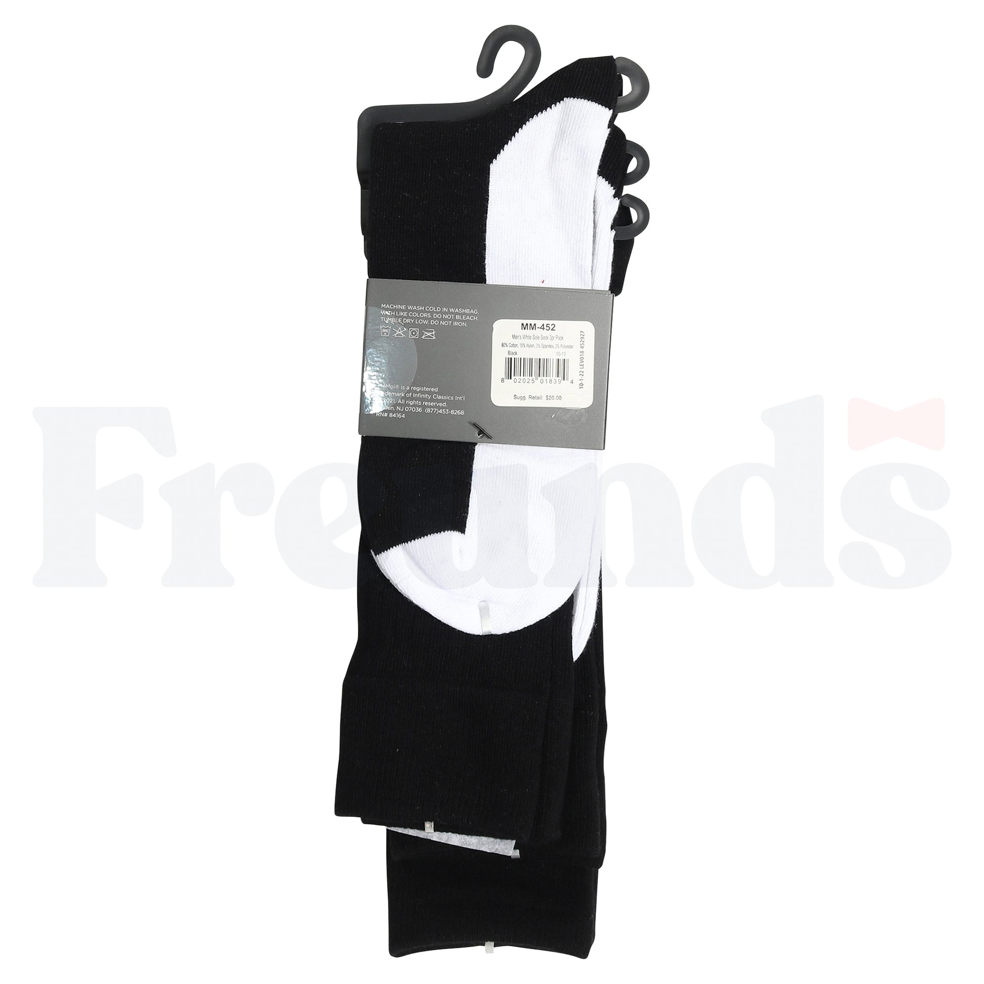 MeMoi Mens Cotton Blend White Sole Socks - 3 Pack - MM-452 -