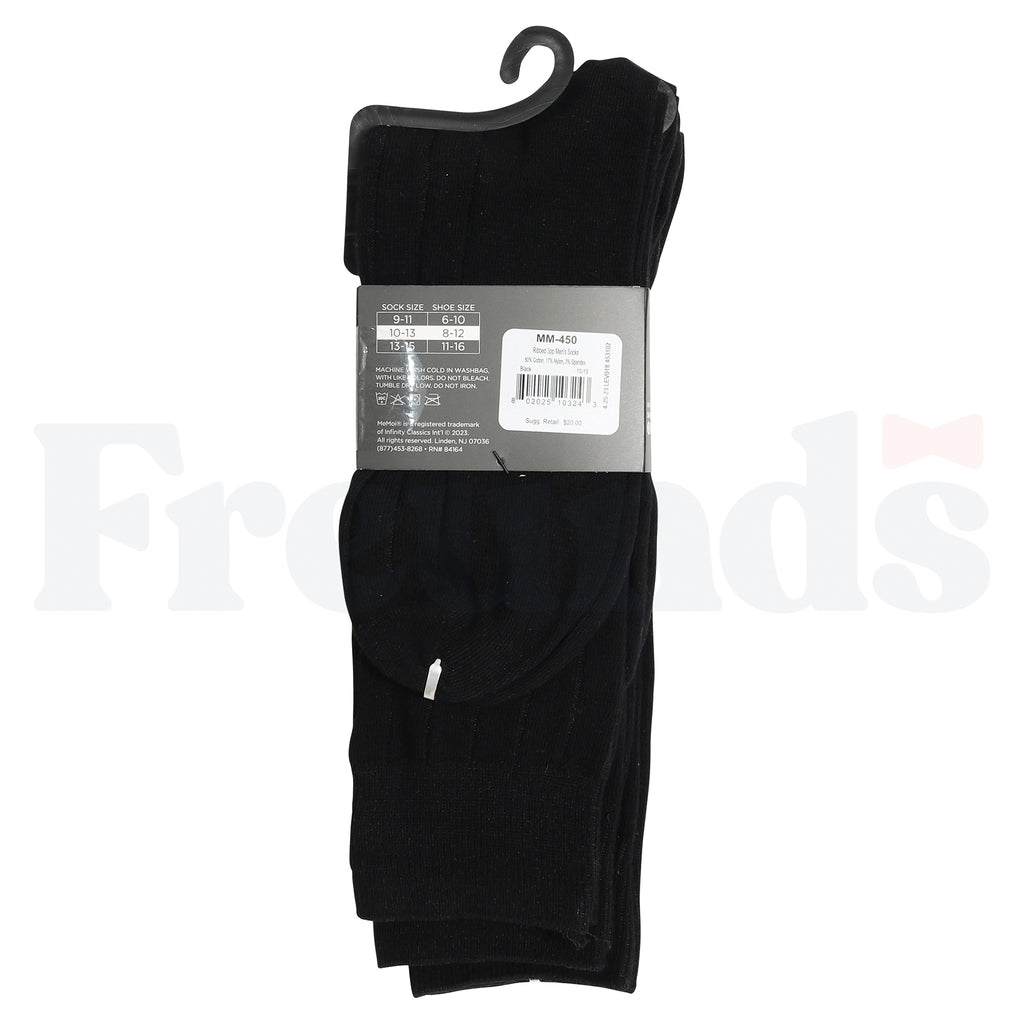 MeMoi Mens Cotton Blend Ribbed Socks - 3 Pack - MM-450 -