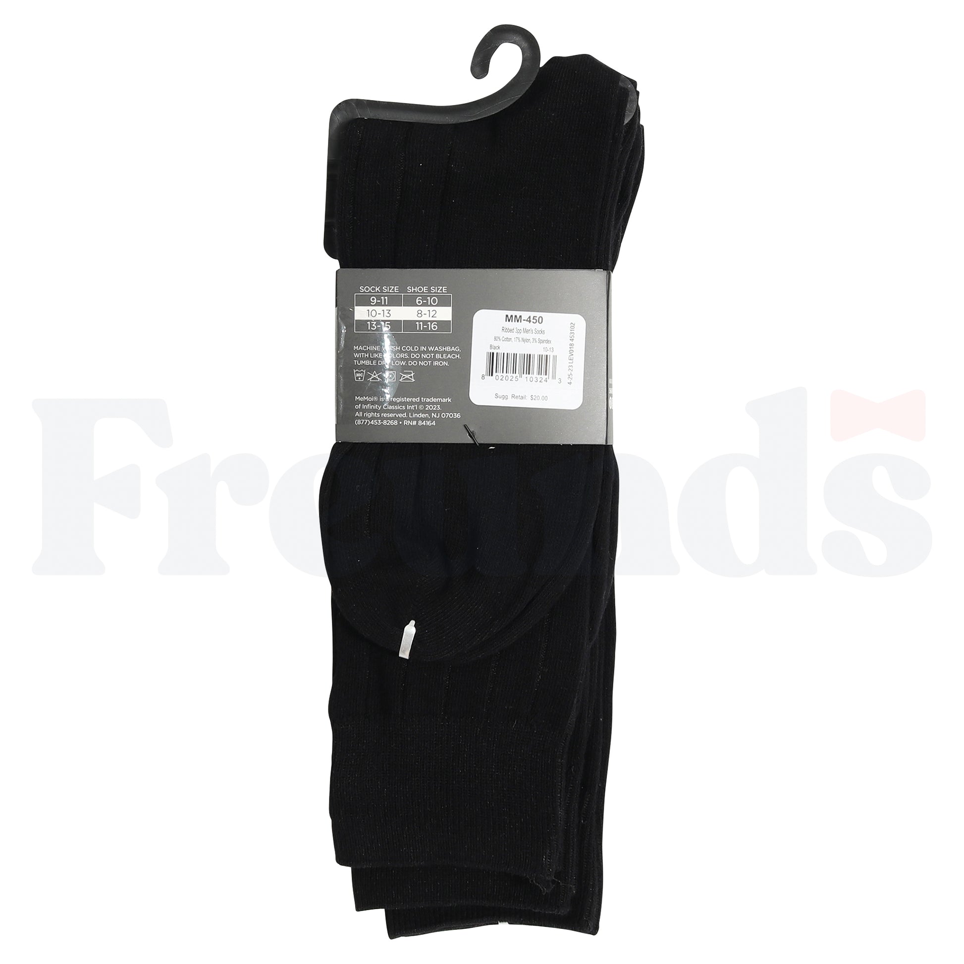 MeMoi Mens Cotton Blend Ribbed Socks - 3 Pack - MM-450 -