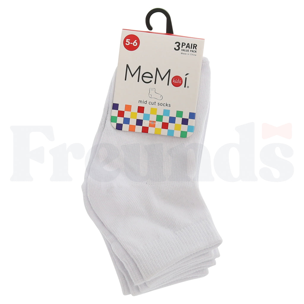 Memoi Cotton Anklets - Mid Cut - 3 Pack - MK-556 -