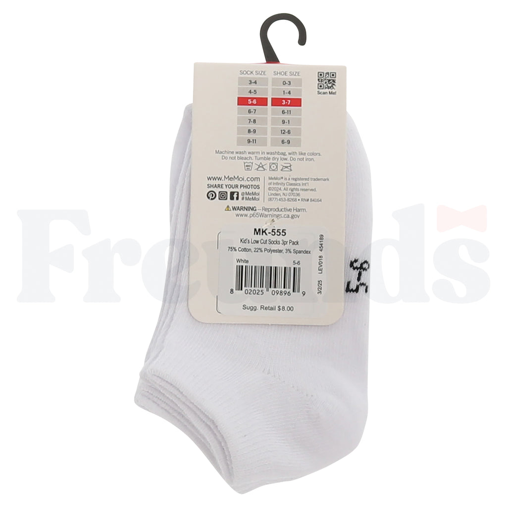 Memoi Cotton Anklets - Low Cut - 3 Pack - MK-555 -