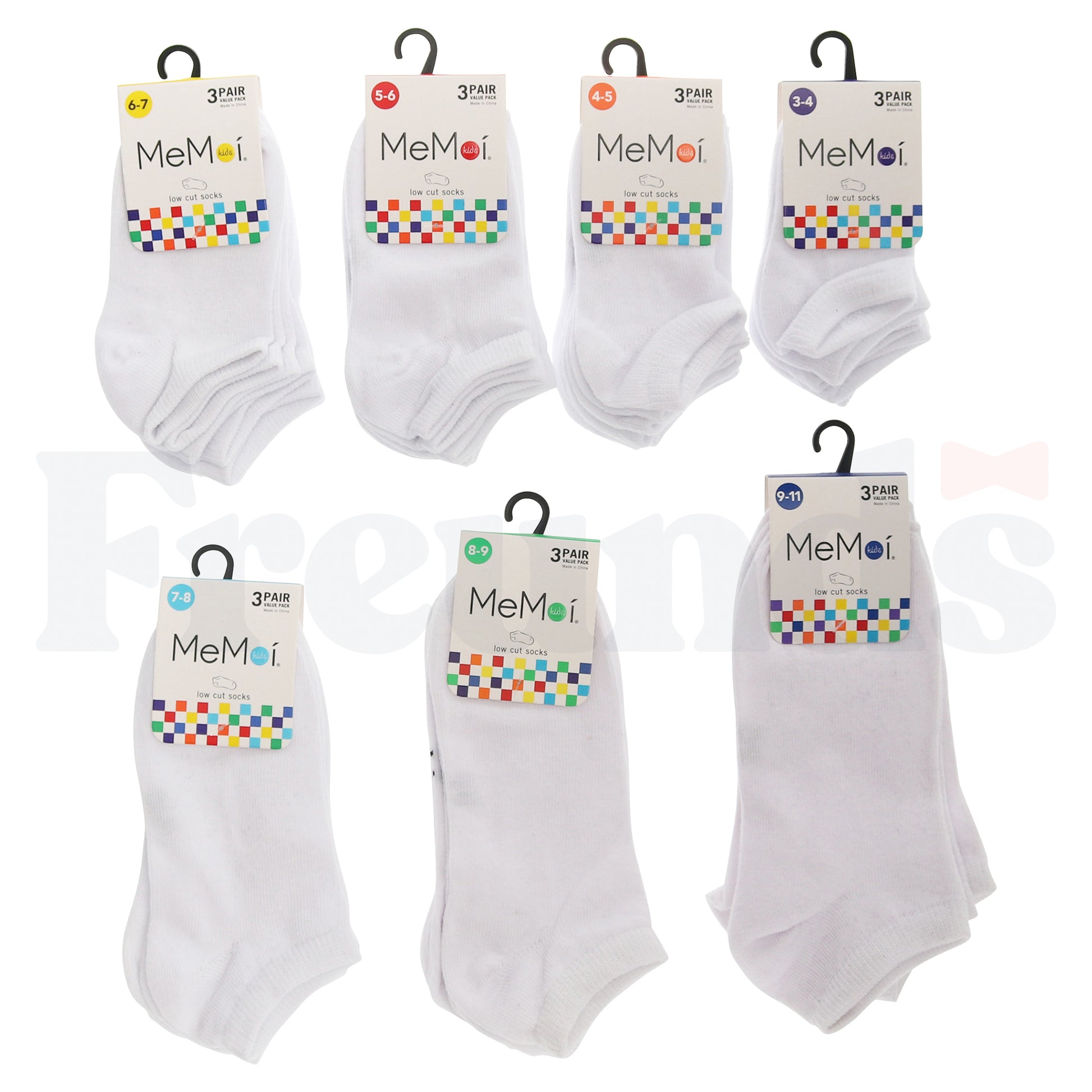 Memoi Cotton Anklets - Low Cut - 3 Pack - MK-555 -