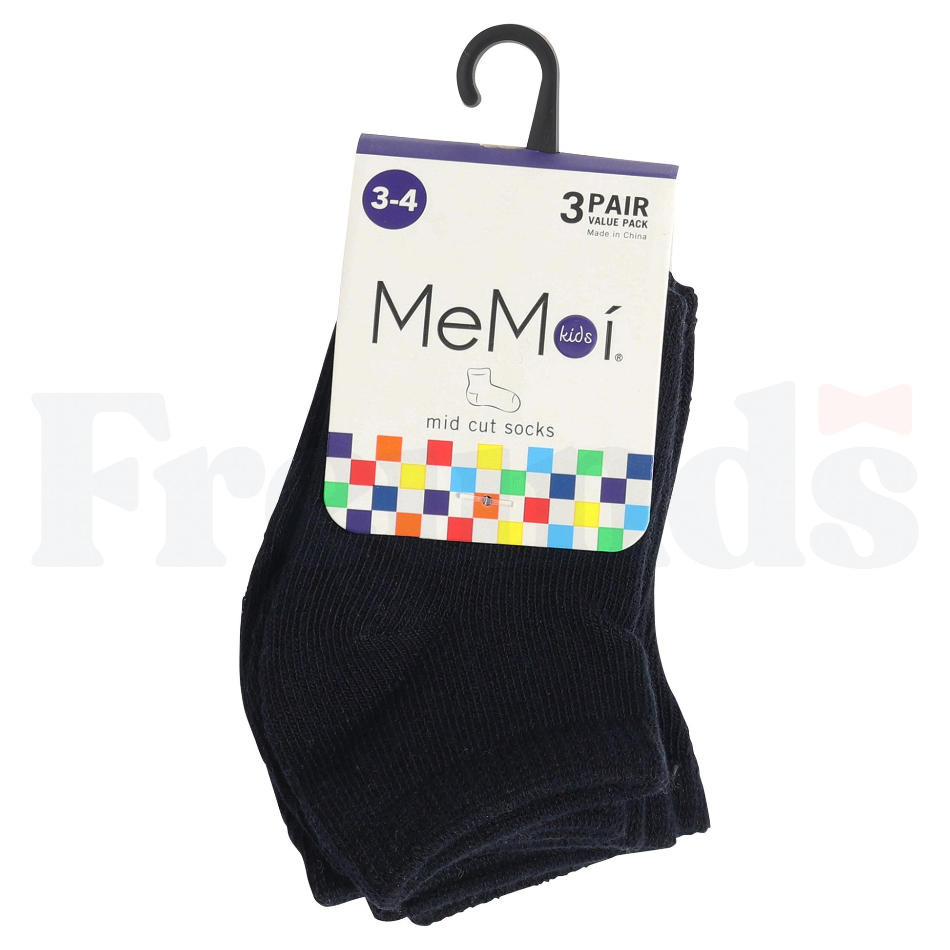 Memoi Cotton Anklets - Mid Cut - 3 Pack - MK-556 -