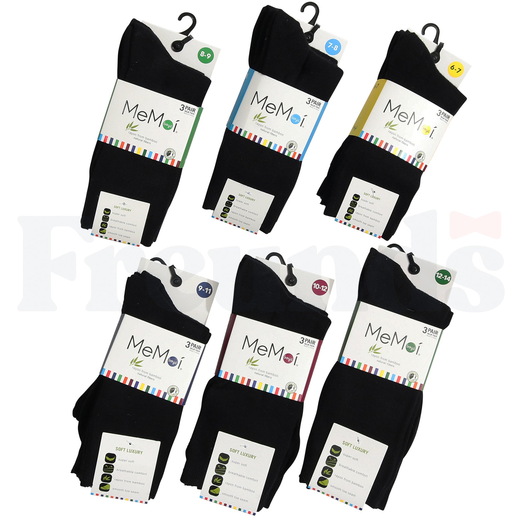 MeMoi Boys Bamboo Flat Socks - 3 Pack - MK-10961 -