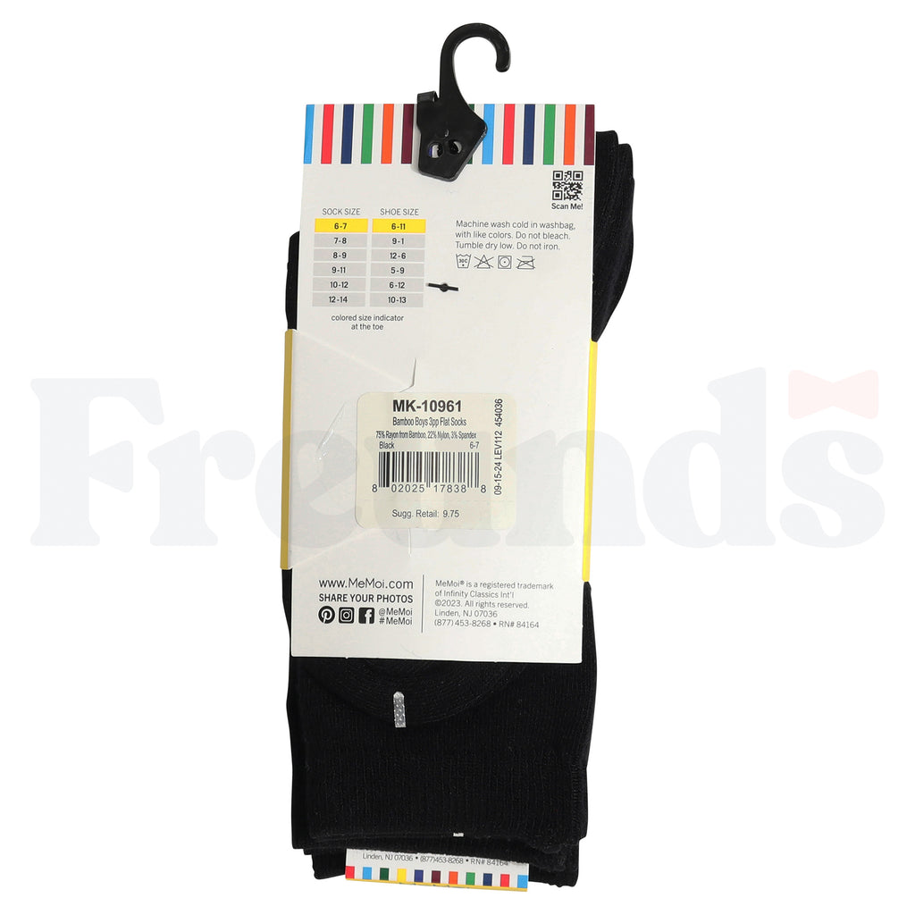 MeMoi Boys Bamboo Flat Socks - 3 Pack - MK-10961 -