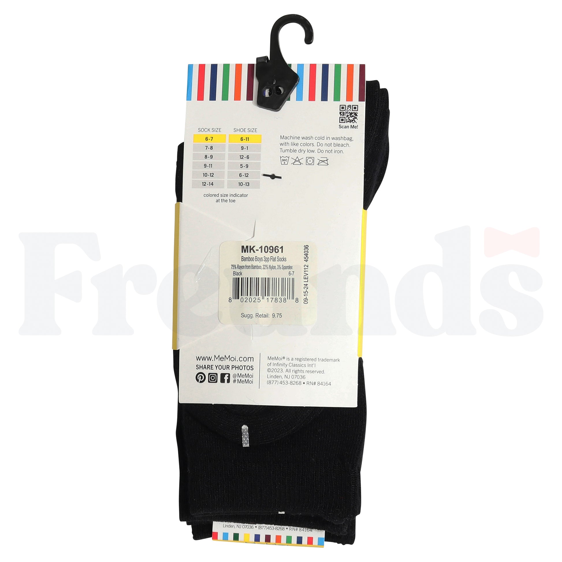 MeMoi Boys Bamboo Flat Socks - 3 Pack - MK-10961 -